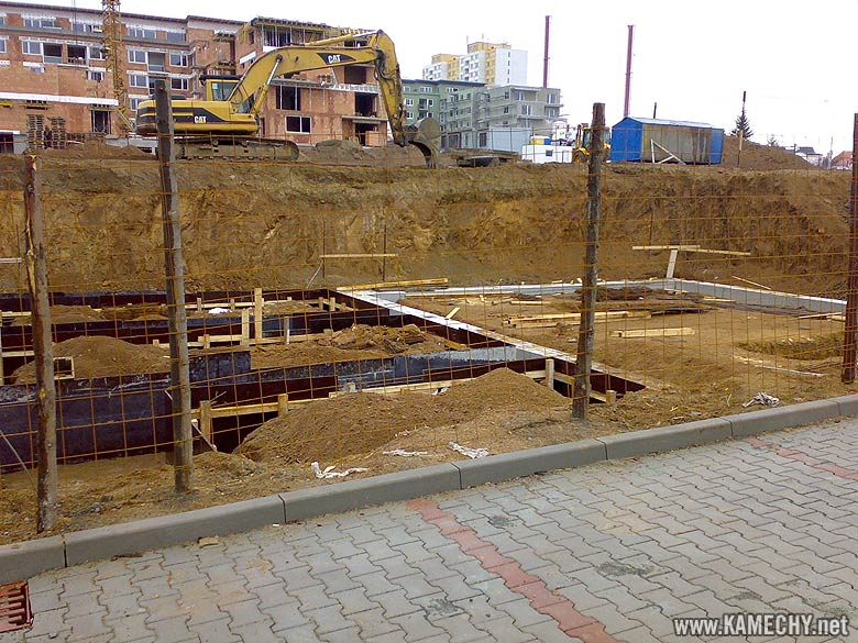 Aktuální stav stavby Kamechy I (etapa 3.) dne 27. 1. 2008