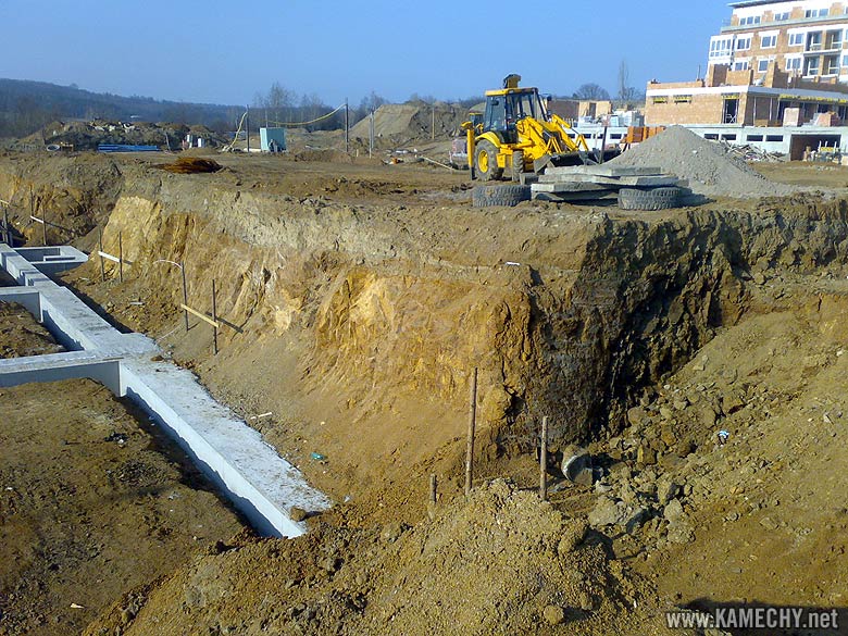 Aktuální stav stavby Kamechy I (etapa 3.) dne 10. 2. 2008