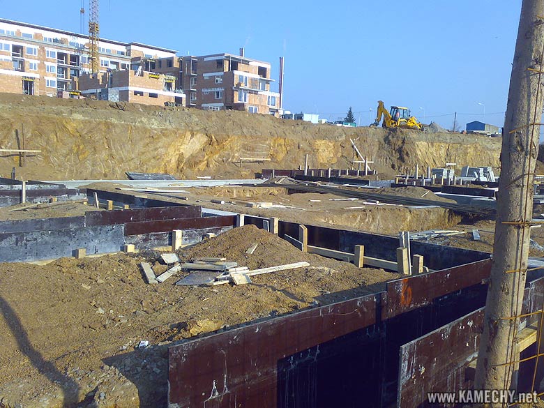 Aktuální stav stavby Kamechy I (etapa 3.) dne 10. 2. 2008