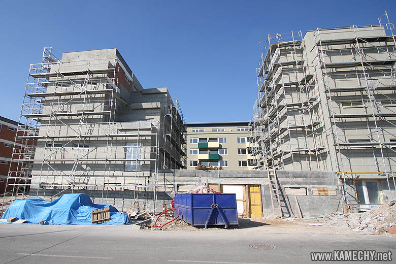 Aktuální stav stavby Kamechy I (etapa 3.) dne 25. 4. 2009